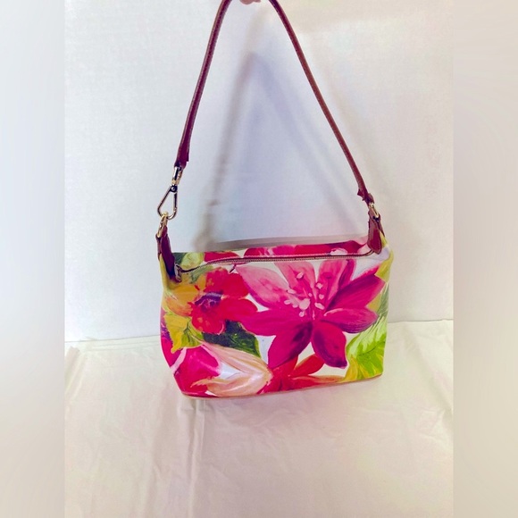 Valentina small floral leather colorful handbag purse - Picture 1 of 7